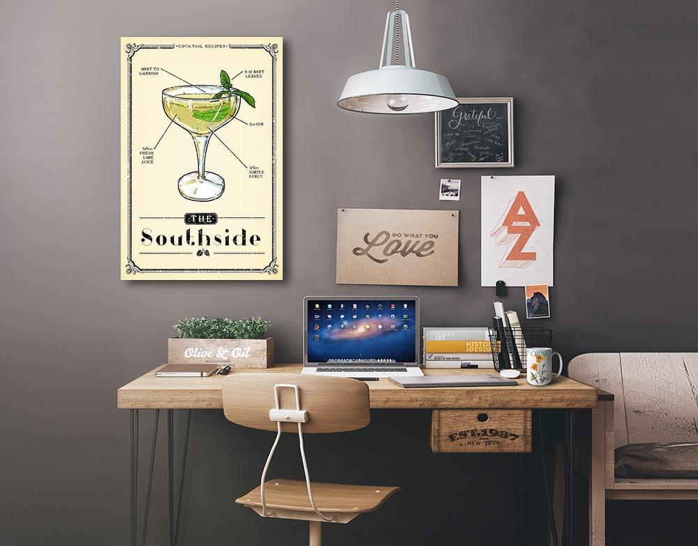 Prohibition, Cocktail Recipe, Southside, Lantern Press Artwork, Stretched Canvas Canvas Lantern Press