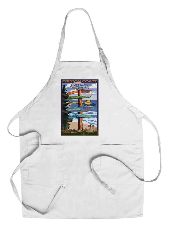 Rockaway Beach, Oregon, Destinations Sign, Lantern Press Artwork, Towels and Aprons Kitchen Lantern Press Chef's Apron