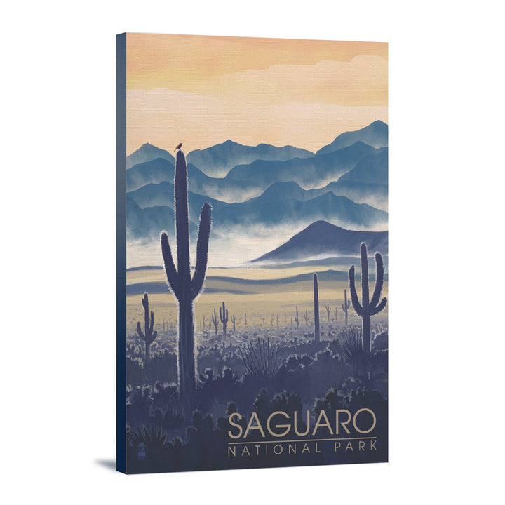 Saguaro National Park, Arizona, Desert Landscape, Lantern Press Artwork, Stretched Canvas Canvas Lantern Press 16x24 Stretched Canvas