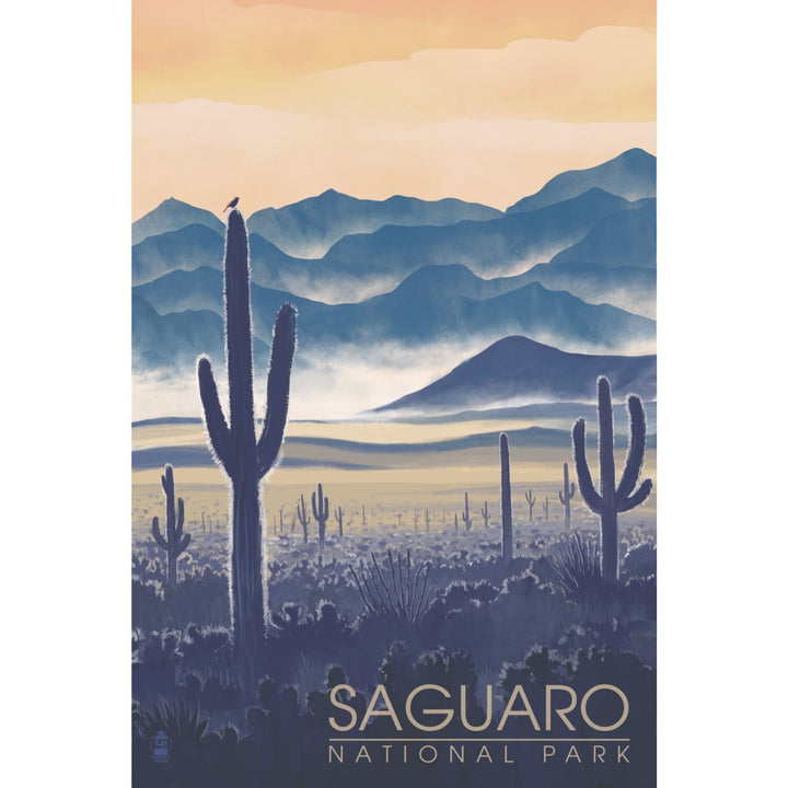 Saguaro National Park, Arizona, Desert Landscape, Lantern Press Artwork, Stretched Canvas Canvas Lantern Press