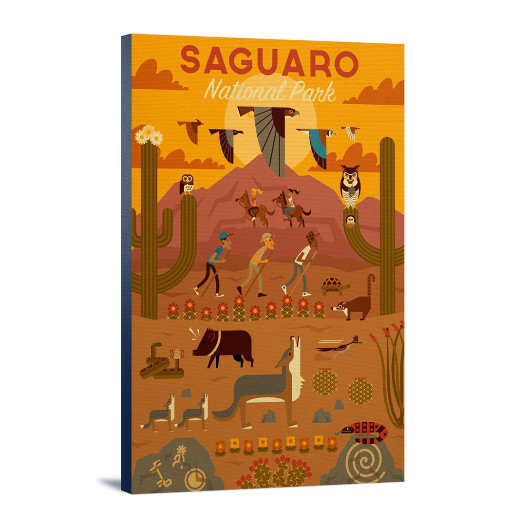 Saguaro National Park, Arizona, Geometric National Park Series, Lantern Press Artwork, Stretched Canvas Canvas Lantern Press