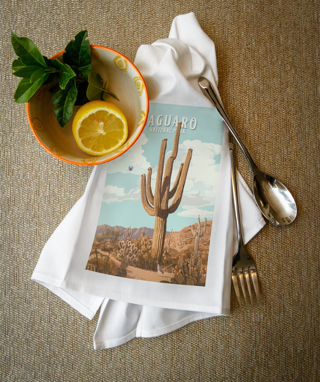 Saguaro National Park, Arizona, Painterly National Park Series, Towels and Aprons Kitchen Lantern Press