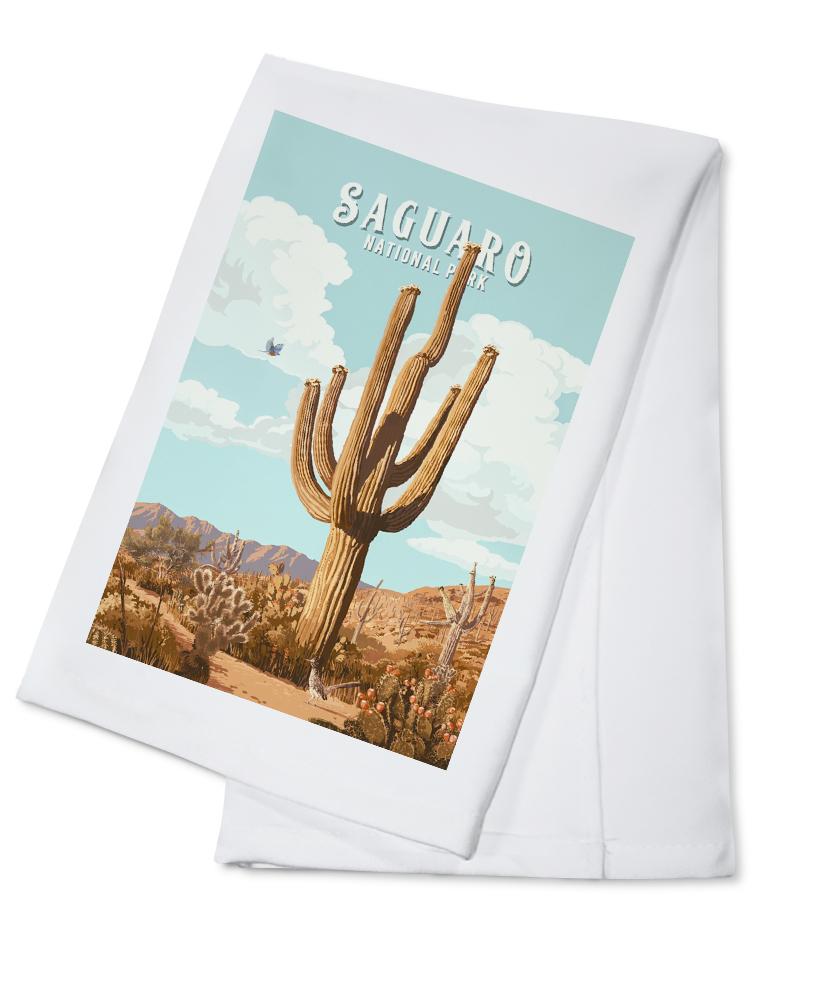 Saguaro National Park, Arizona, Painterly National Park Series, Towels and Aprons Kitchen Lantern Press