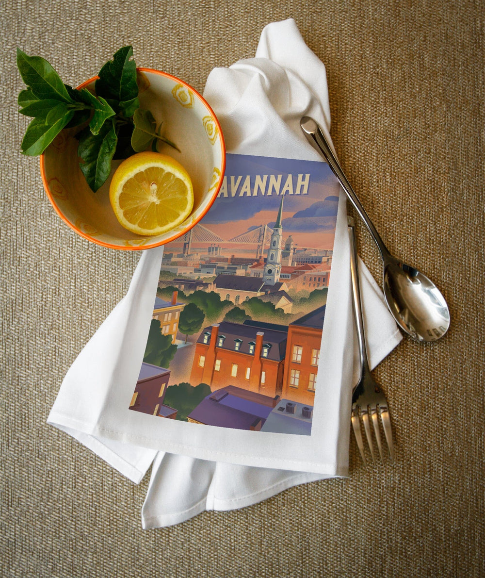 Savannah, Georgia, Skyline, Lithograph Kitchen Lantern Press