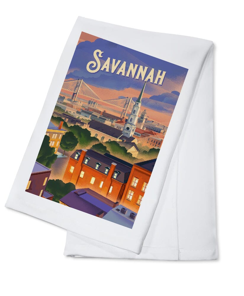 Savannah, Georgia, Skyline, Lithograph Kitchen Lantern Press