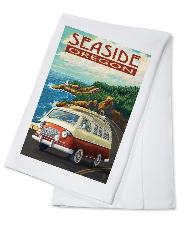 Seaside, Oregon, Camper Van, Lantern Press Artwork, Towels and Aprons Kitchen Lantern Press