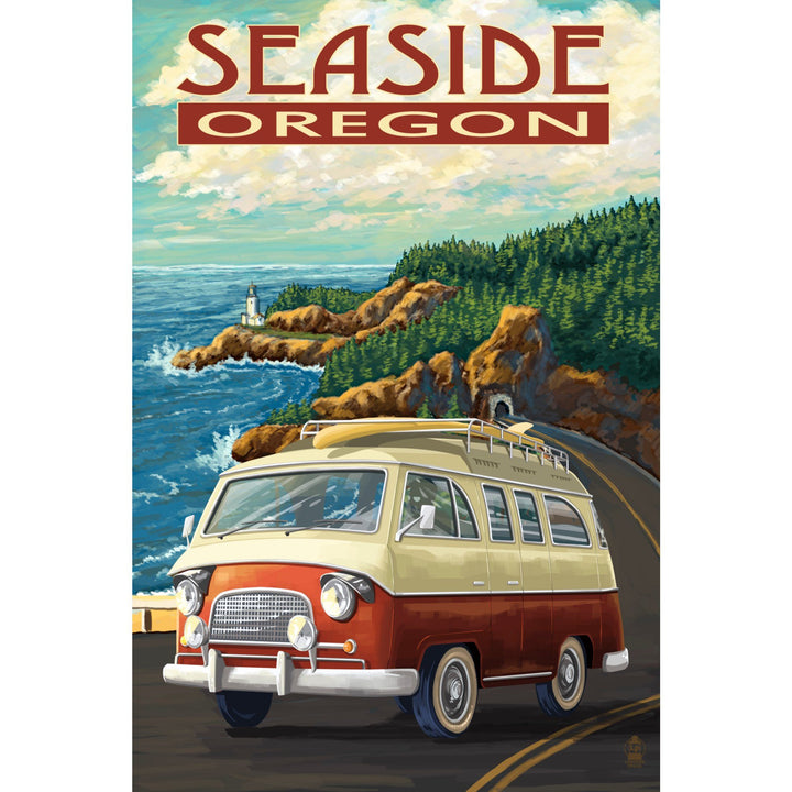 Seaside, Oregon, Camper Van, Lantern Press Artwork, Towels and Aprons Kitchen Lantern Press