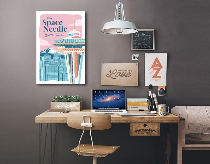 Seattle, Washington, Space Needle, Epic City Scene, Stretched Canvas Canvas Lantern Press