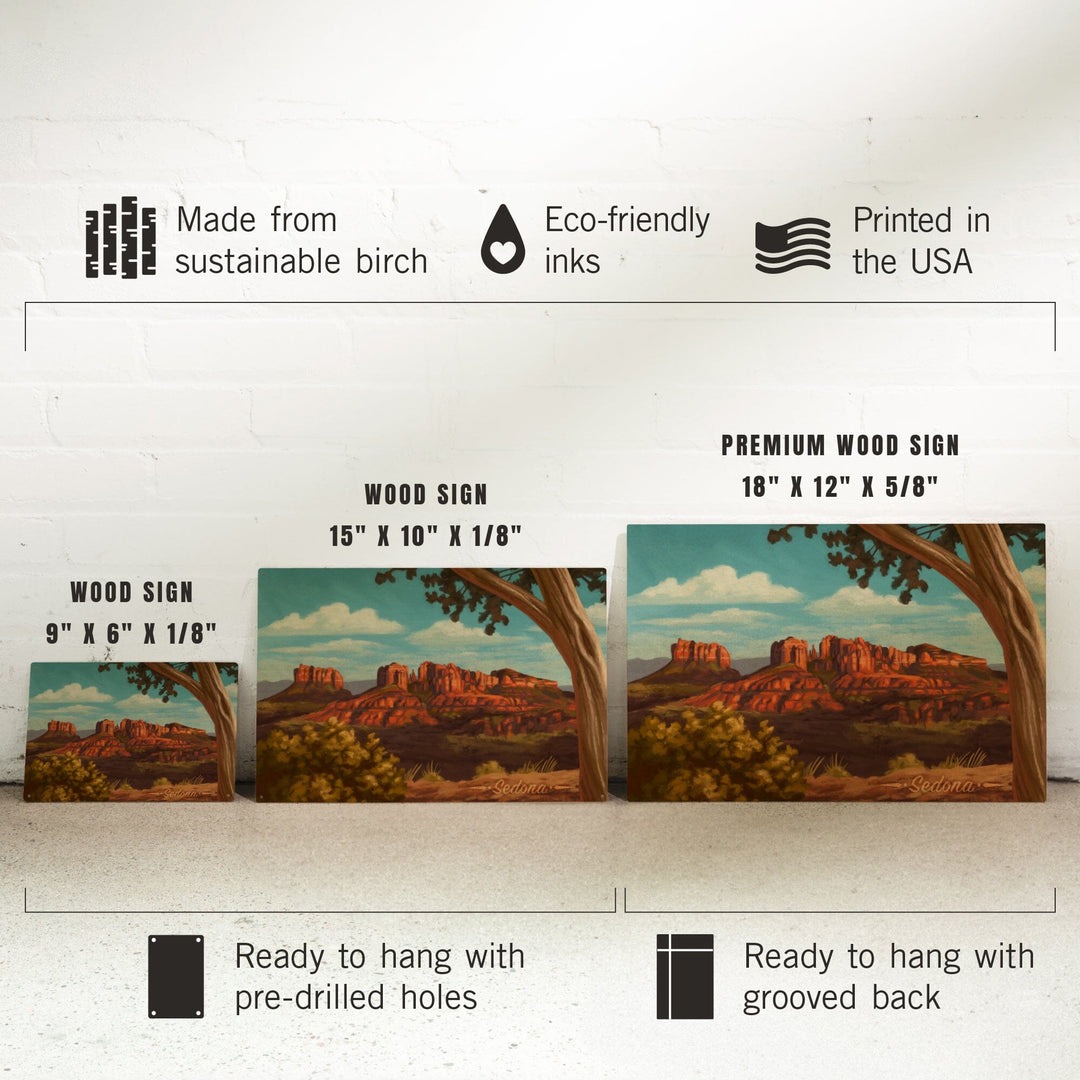 Sedona, Arizona, Canyon with Clouds Oil Painting, Lantern Press Artwork, Wood Signs and Postcards Wood Lantern Press