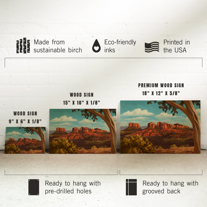 Sedona, Arizona, Canyon with Clouds Oil Painting, Lantern Press Artwork, Wood Signs and Postcards Wood Lantern Press