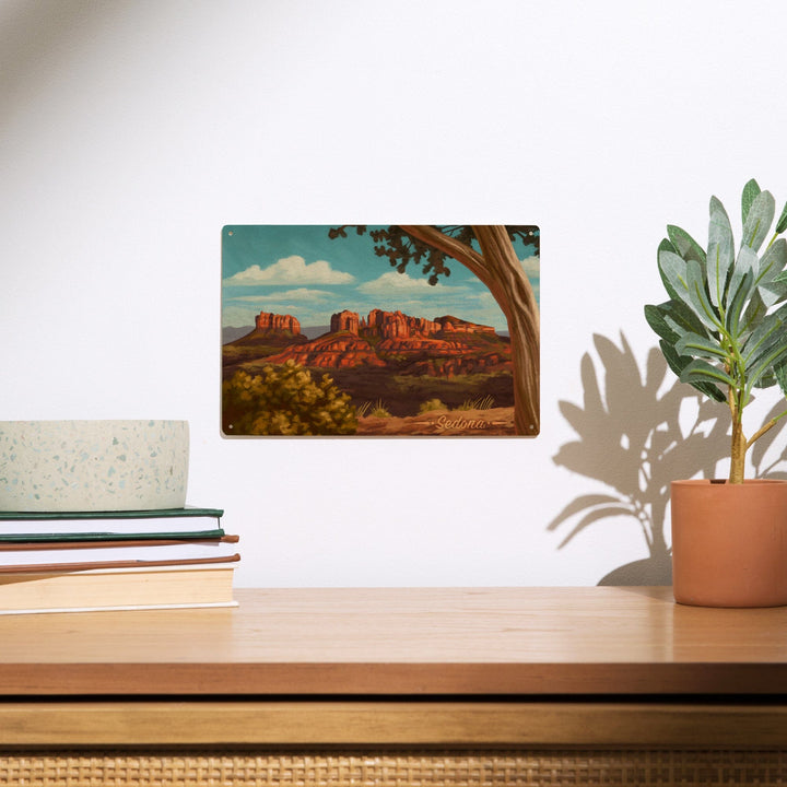 Sedona, Arizona, Canyon with Clouds Oil Painting, Lantern Press Artwork, Wood Signs and Postcards Wood Lantern Press