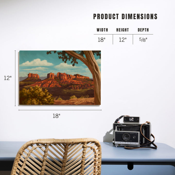 Sedona, Arizona, Canyon with Clouds Oil Painting, Lantern Press Artwork, Wood Signs and Postcards Wood Lantern Press