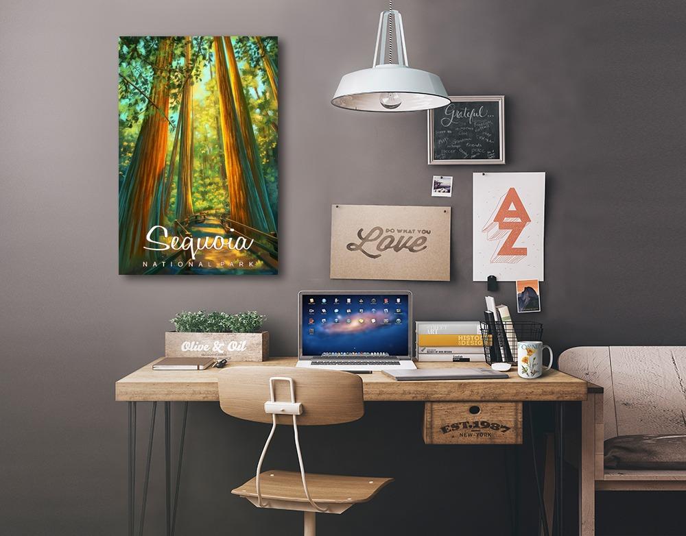 Sequoia National Park, California, Oil Painting, Lantern Press Artwork, Stretched Canvas Canvas Lantern Press