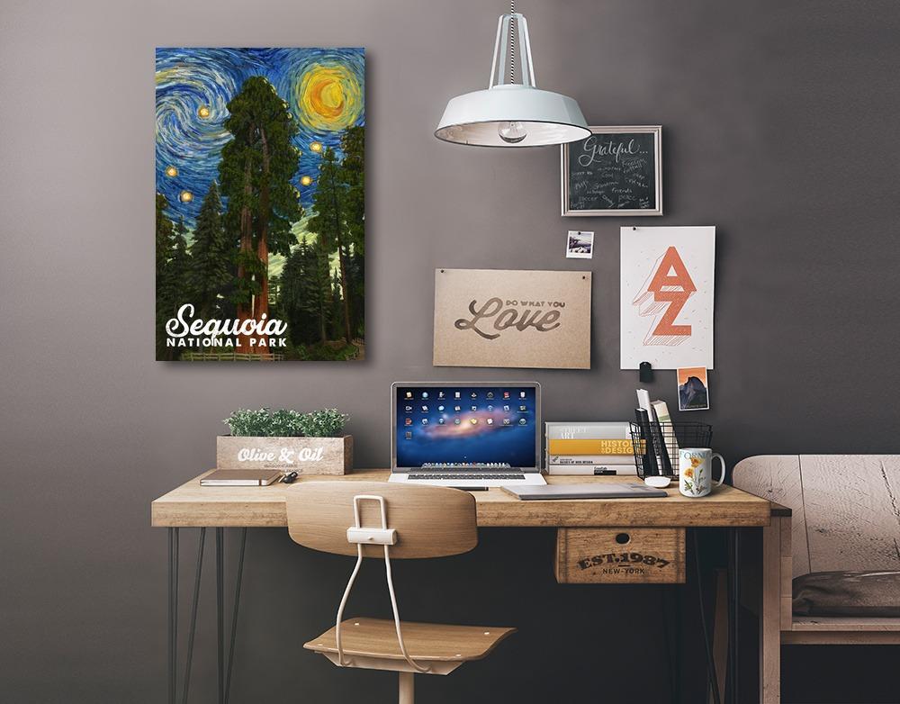 Sequoia National Park, California, Starry Night National Park Series, Lantern Press Artwork, Stretched Canvas Canvas Lantern Press