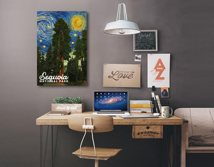 Sequoia National Park, California, Starry Night National Park Series, Lantern Press Artwork, Stretched Canvas Canvas Lantern Press
