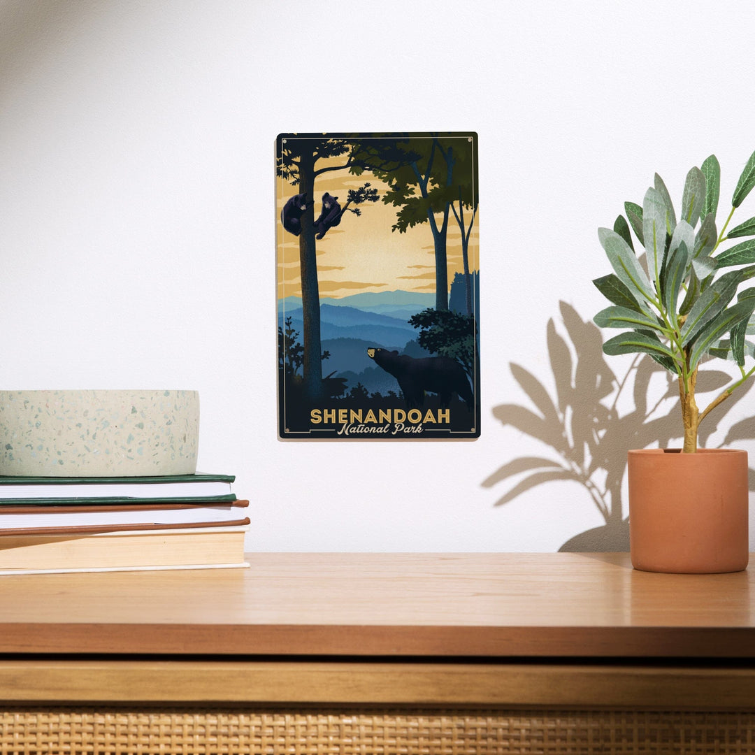 Shenandoah National Park, Black Bears, Lithograph, Lantern Press Artwork, Wood Signs and Postcards Wood Lantern Press