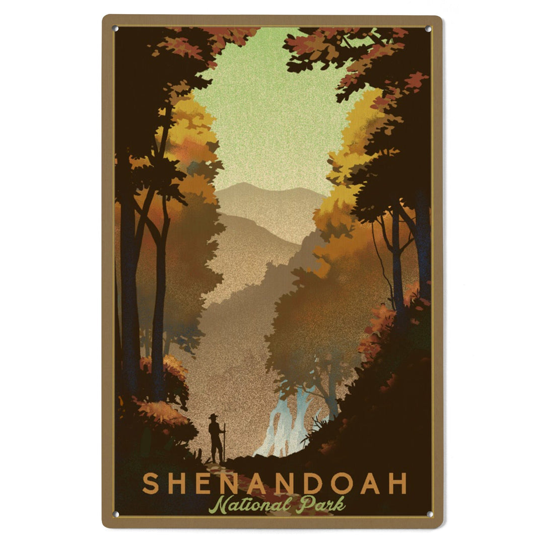 Shenandoah National Park, Falls, Lithograph, Lantern Press Artwork, Wood Signs and Postcards Wood Lantern Press