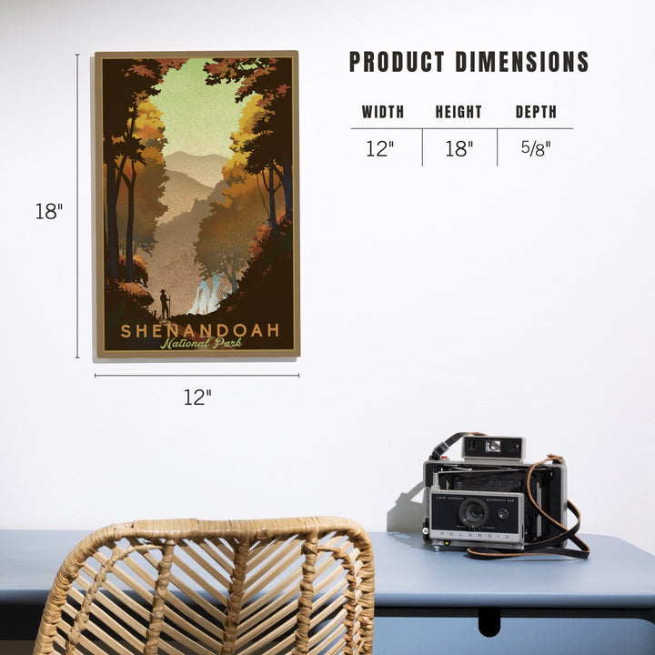 Shenandoah National Park, Falls, Lithograph, Lantern Press Artwork, Wood Signs and Postcards Wood Lantern Press