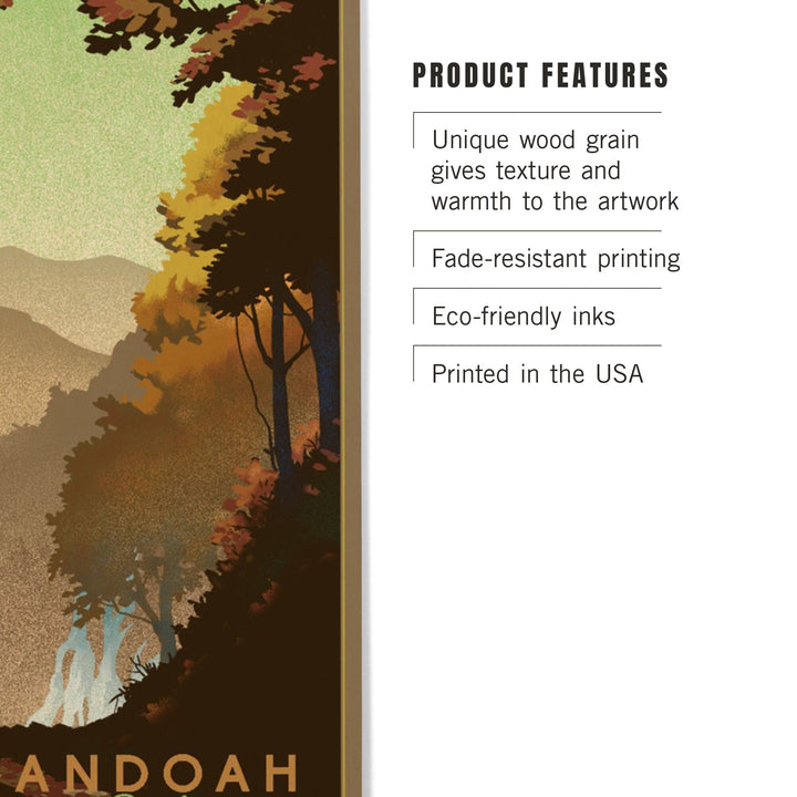 Shenandoah National Park, Falls, Lithograph, Lantern Press Artwork, Wood Signs and Postcards Wood Lantern Press