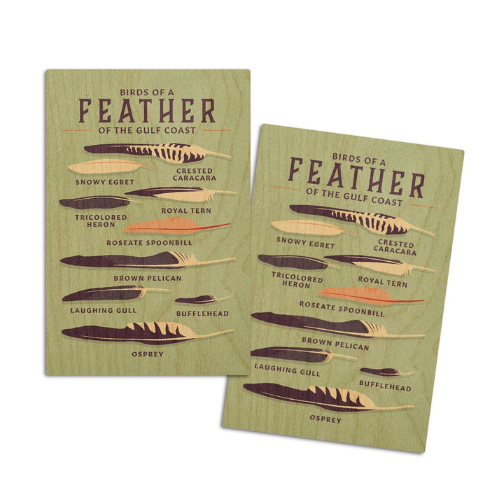 Shorebirds at Sunset Collection, Birds of a Feather, Gulf Coast, Wood Signs and Postcards Wood Lantern Press 4x6 Wood Postcard Set