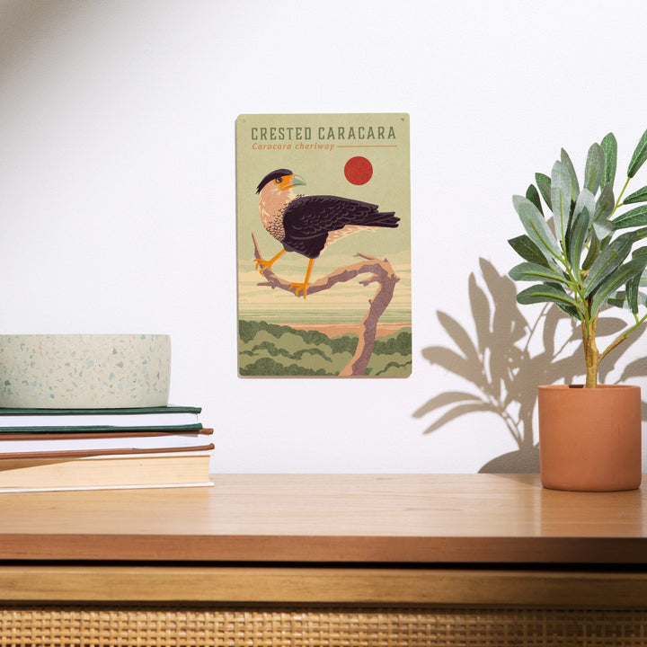 Shorebirds at Sunset Collection, Crested Caracara, Bird, Wood Signs and Postcards Wood Lantern Press