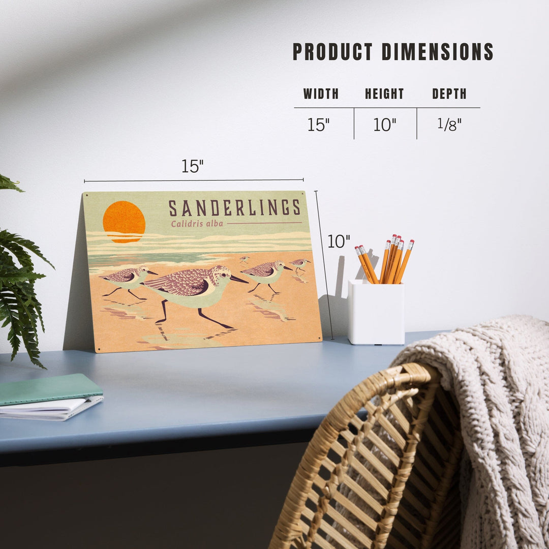 Shorebirds at Sunset Collection, Sanderlings, Birds, Wood Signs and Postcards Wood Lantern Press