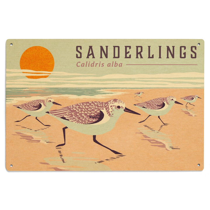 Shorebirds at Sunset Collection, Sanderlings, Birds, Wood Signs and Postcards Wood Lantern Press