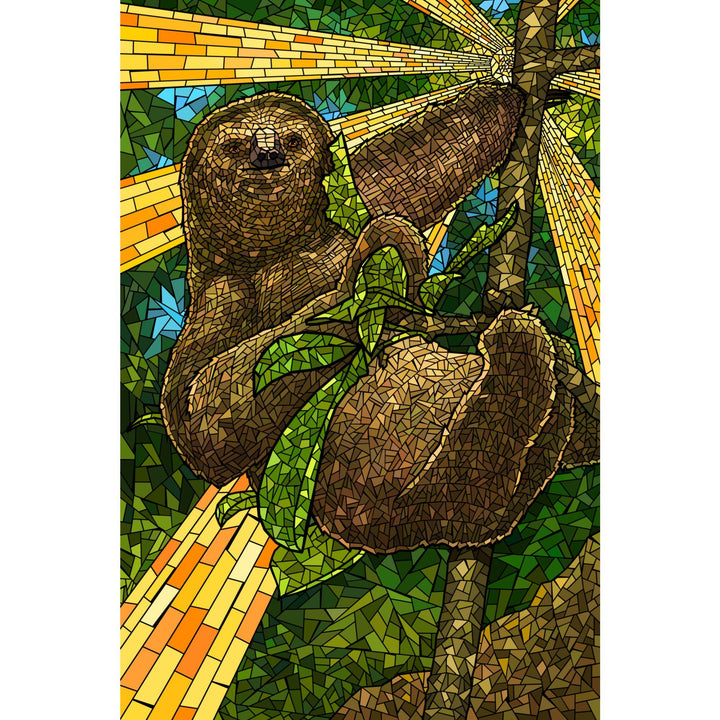 Sloth, Mosaic, Lantern Press Artwork, Towels and Aprons Kitchen Lantern Press