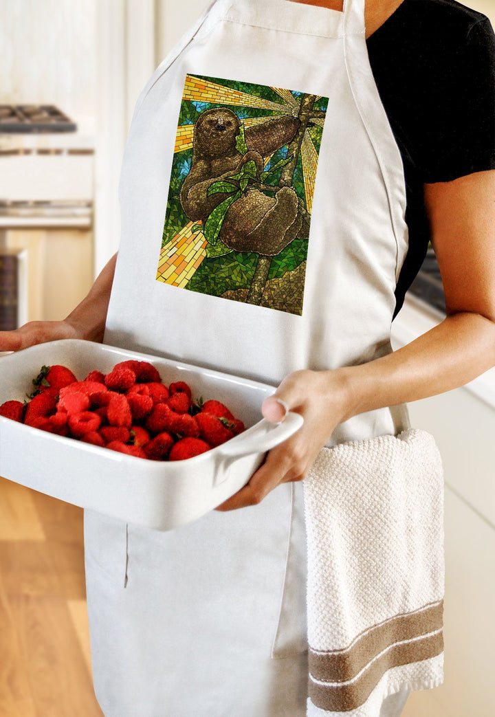 Sloth, Mosaic, Lantern Press Artwork, Towels and Aprons Kitchen Lantern Press