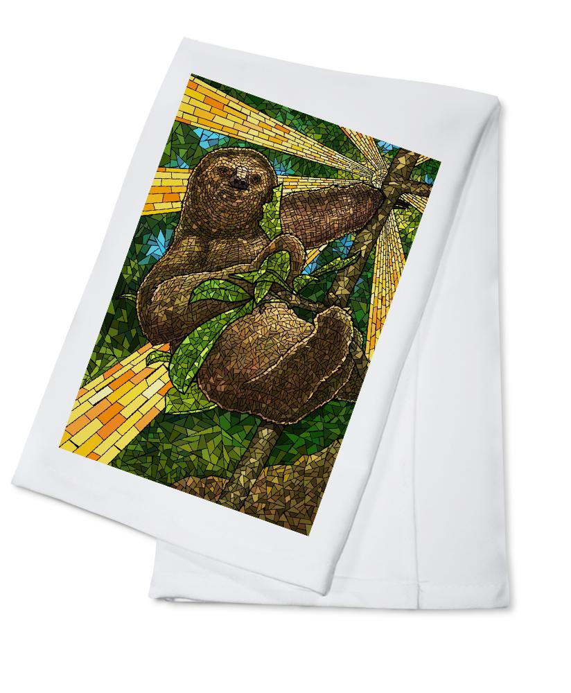 Sloth, Mosaic, Lantern Press Artwork, Towels and Aprons Kitchen Lantern Press