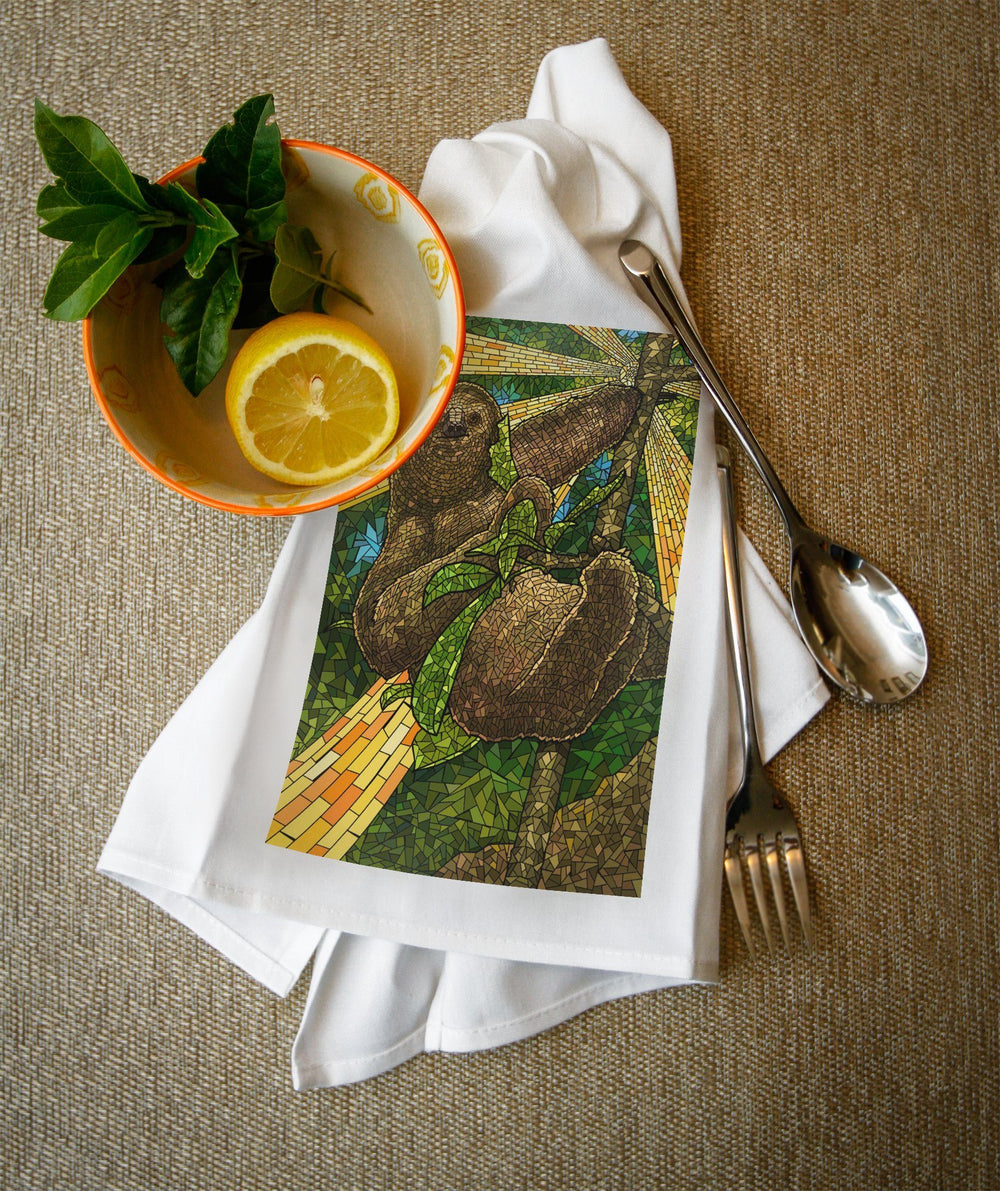 Sloth, Mosaic, Lantern Press Artwork, Towels and Aprons Kitchen Lantern Press