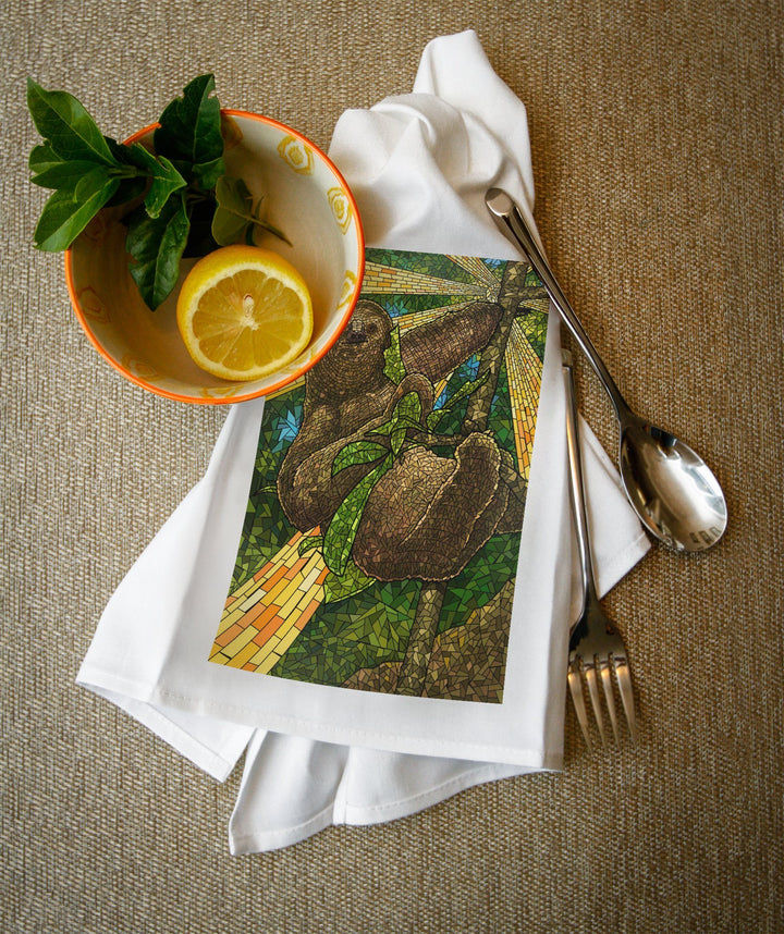 Sloth, Mosaic, Lantern Press Artwork, Towels and Aprons Kitchen Lantern Press