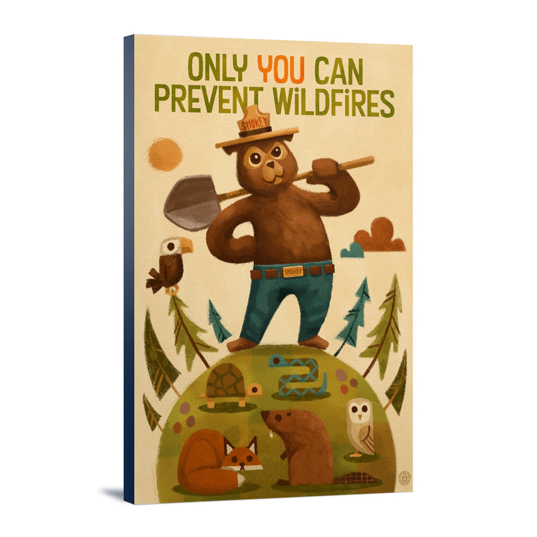 Smokey Bear and Friends, Lantern Press Artwork, Stretched Canvas Canvas Lantern Press 12x18 Stretched Canvas