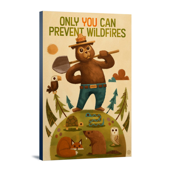Smokey Bear and Friends, Lantern Press Artwork, Stretched Canvas Canvas Lantern Press 12x18 Stretched Canvas