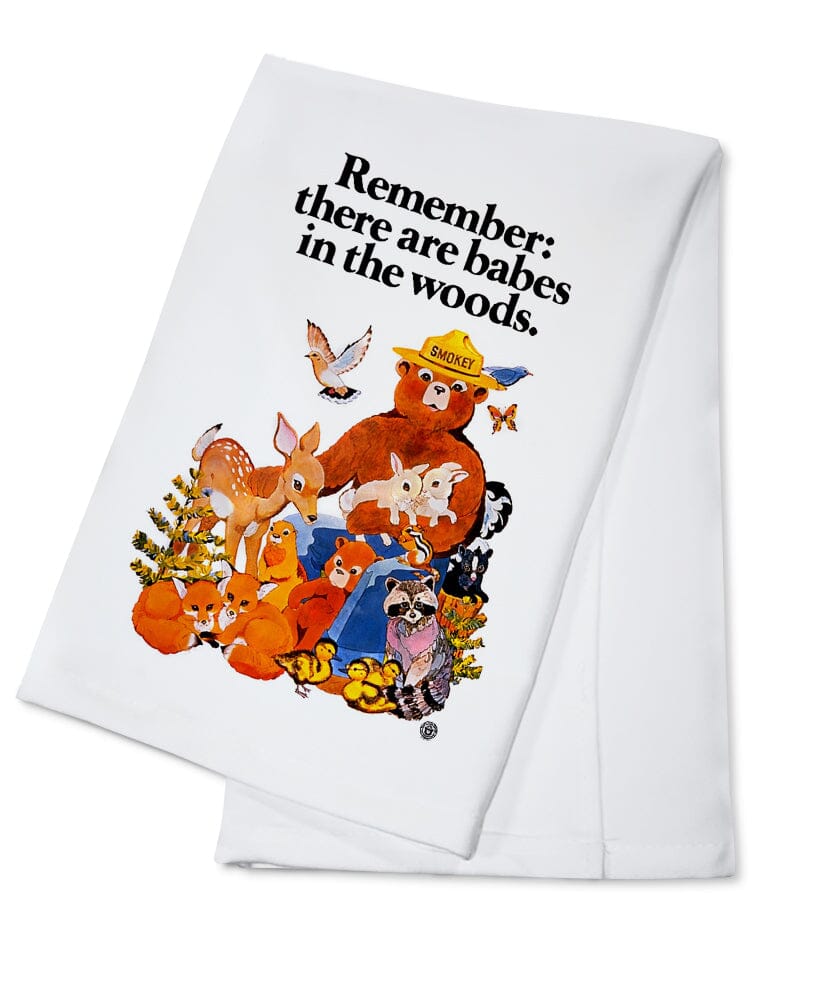 Smokey Bear, Babes in the Woods, Vintage Poster Kitchen Lantern Press Cotton Towel