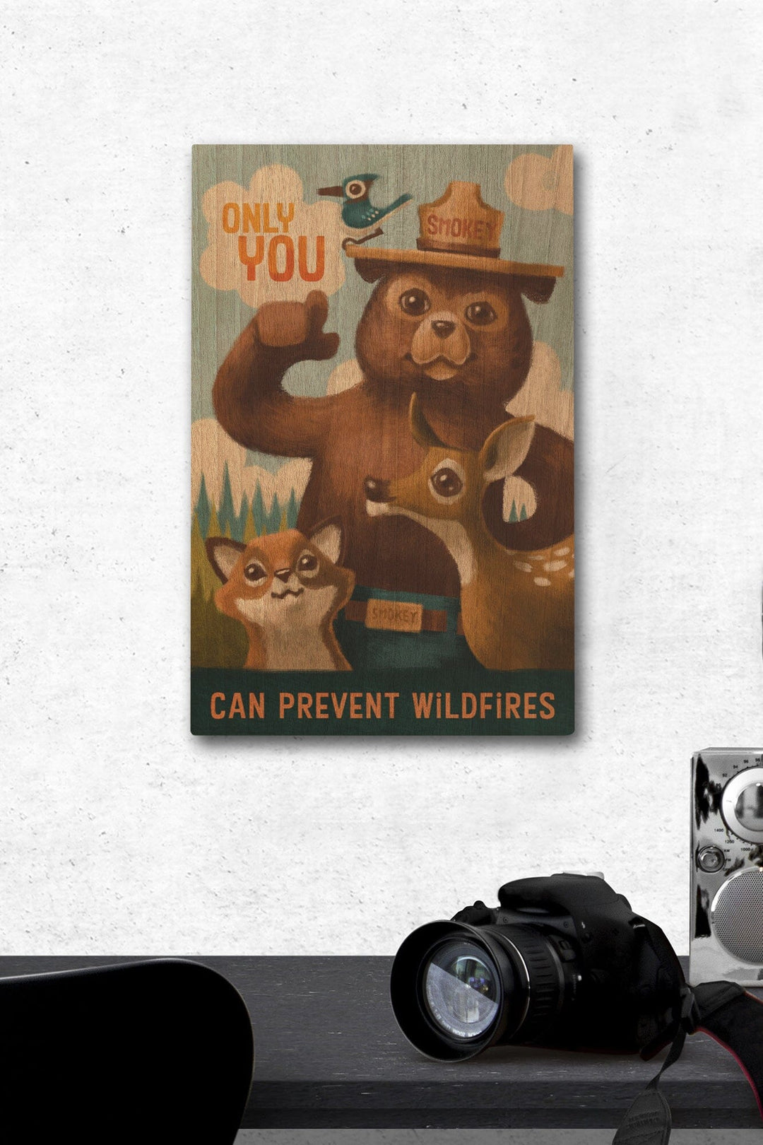 Smokey Bear, Only You, Oil Painting, Lantern Press Artwork, Wood Signs and Postcards Wood Lantern Press 12 x 18 Wood Gallery Print