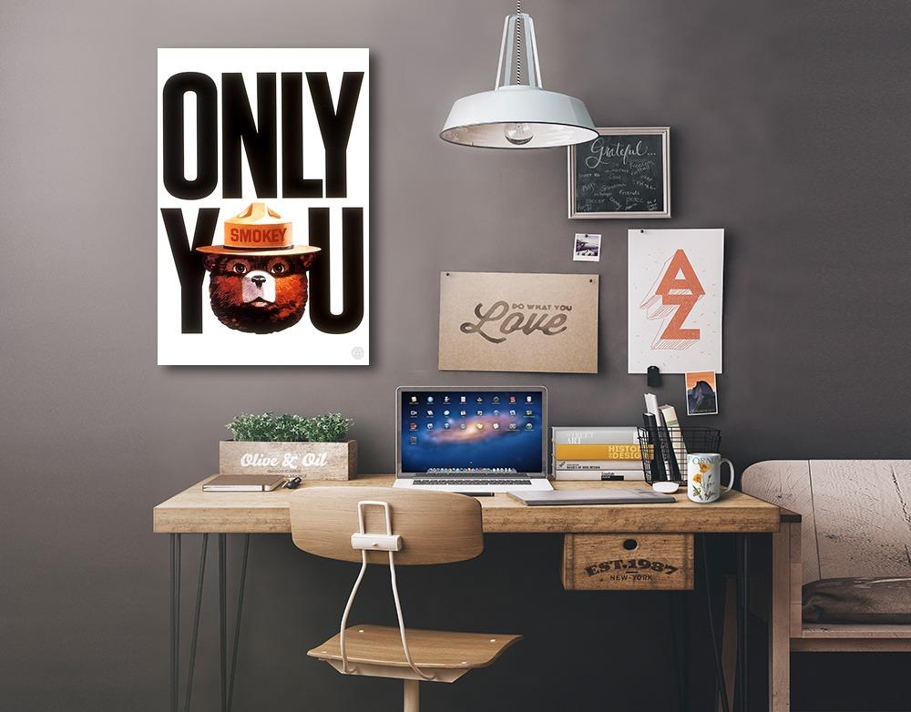 Smokey Bear, Only You Typography, Vintage Poster, Stretched Canvas Canvas Lantern Press
