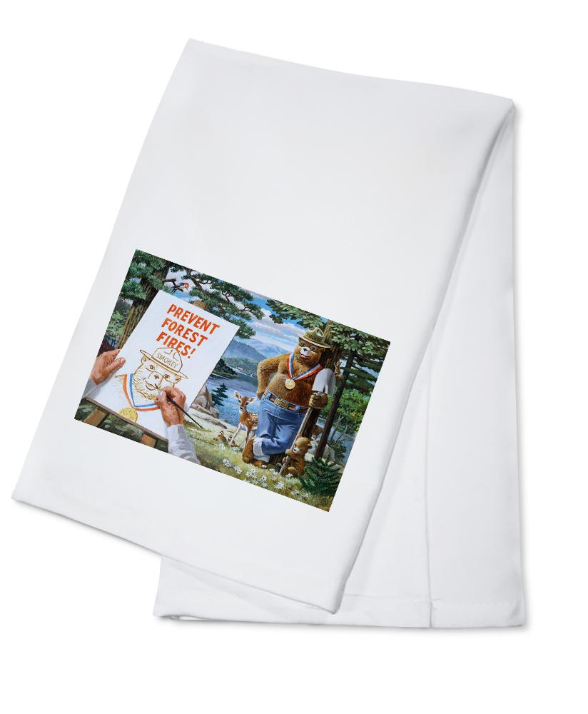 Smokey Bear, Posing with Medal, Vintage Poster, Towels and Aprons Kitchen Lantern Press Cotton Towel