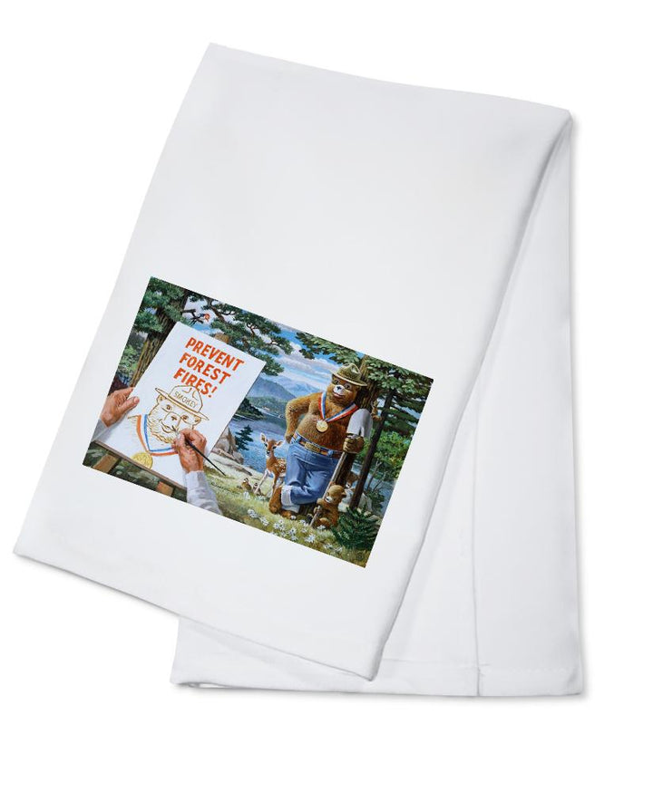 Smokey Bear, Posing with Medal, Vintage Poster, Towels and Aprons Kitchen Lantern Press Cotton Towel