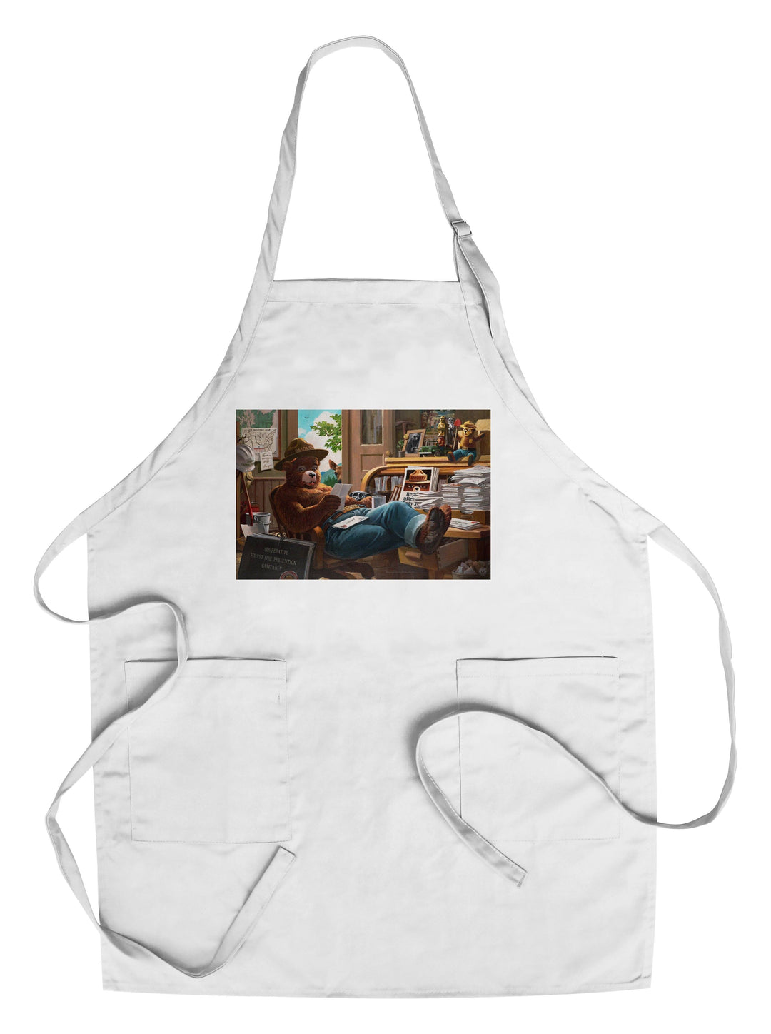 Smokey Bear, Reading Mail, Vintage Poster, Towels and Aprons Kitchen Lantern Press Chef's Apron