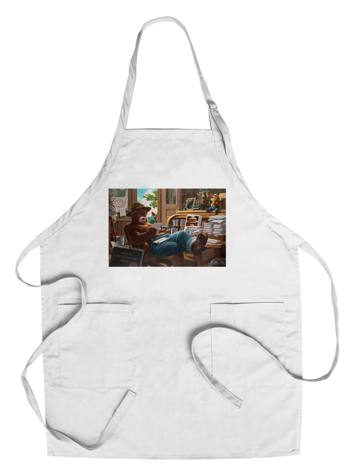 Smokey Bear, Reading Mail, Vintage Poster, Towels and Aprons Kitchen Lantern Press Chef's Apron