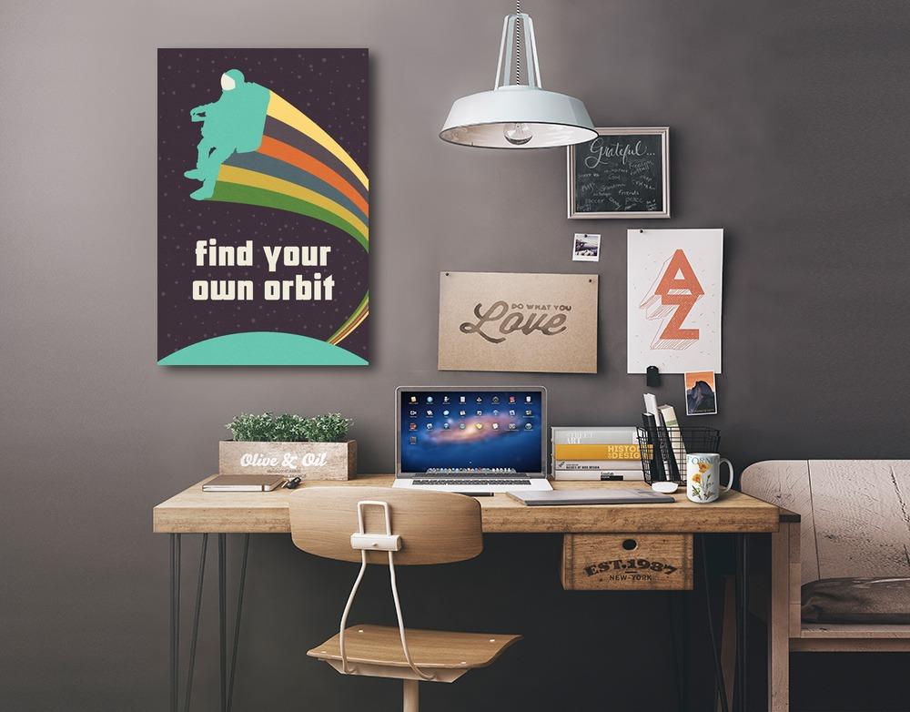Space Is The Place Collection, Rainbow Astronaut With Jetpack, Find Your Own Orbit, Stretched Canvas Canvas Lantern Press