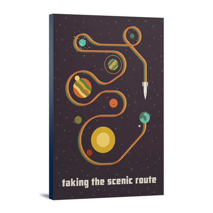 Space Is The Place Collection, Solar System, Taking The Scenic Route, Stretched Canvas Canvas Lantern Press 12x18 Stretched Canvas