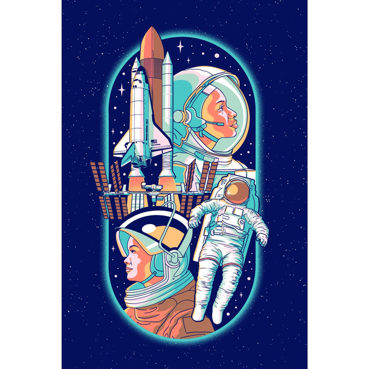 Space Queens Collection, Women in Space, Stretched Canvas Canvas Lantern Press