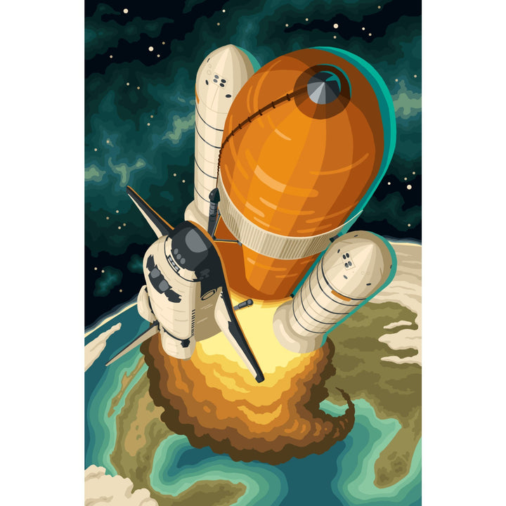 Space Shuttle Entering Orbit, Lantern Press Artwork, Stretched Canvas Canvas Lantern Press