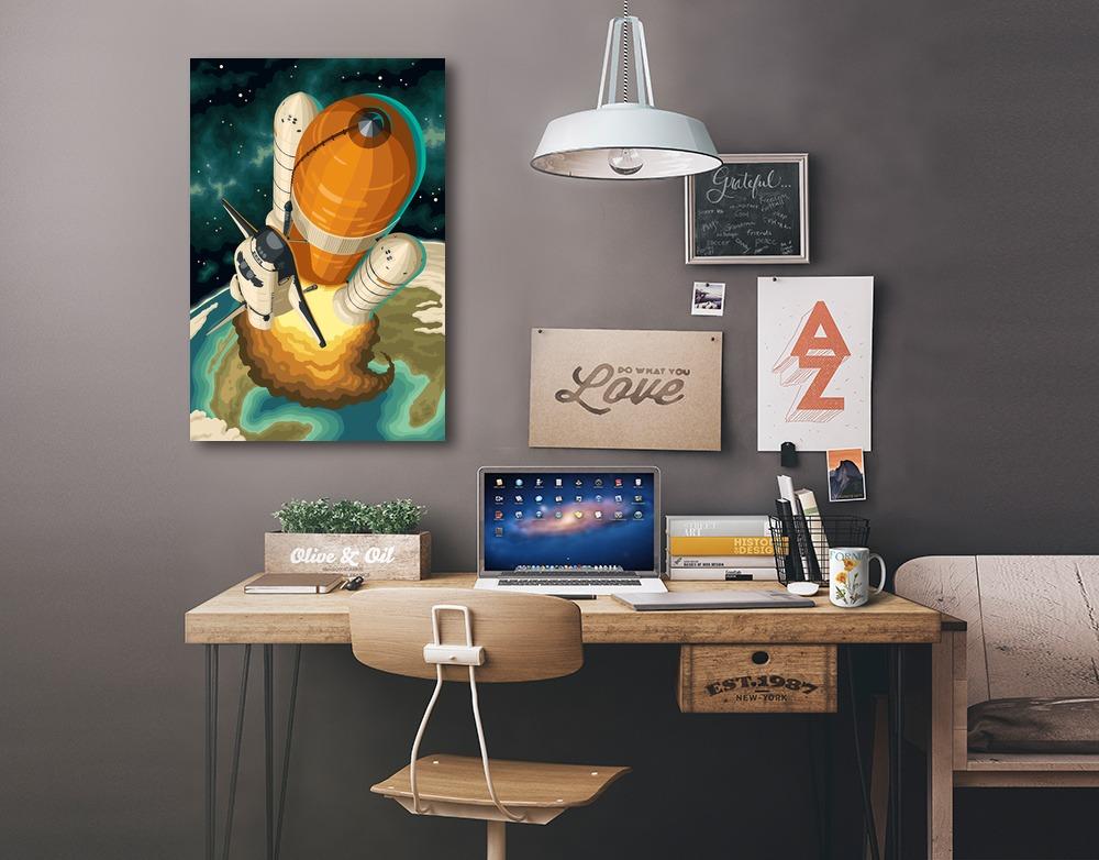 Space Shuttle Entering Orbit, Lantern Press Artwork, Stretched Canvas Canvas Lantern Press
