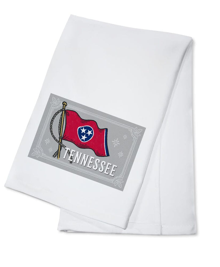 Tennessee, Waving State Flag, State Series Kitchen Lantern Press Cotton Towel