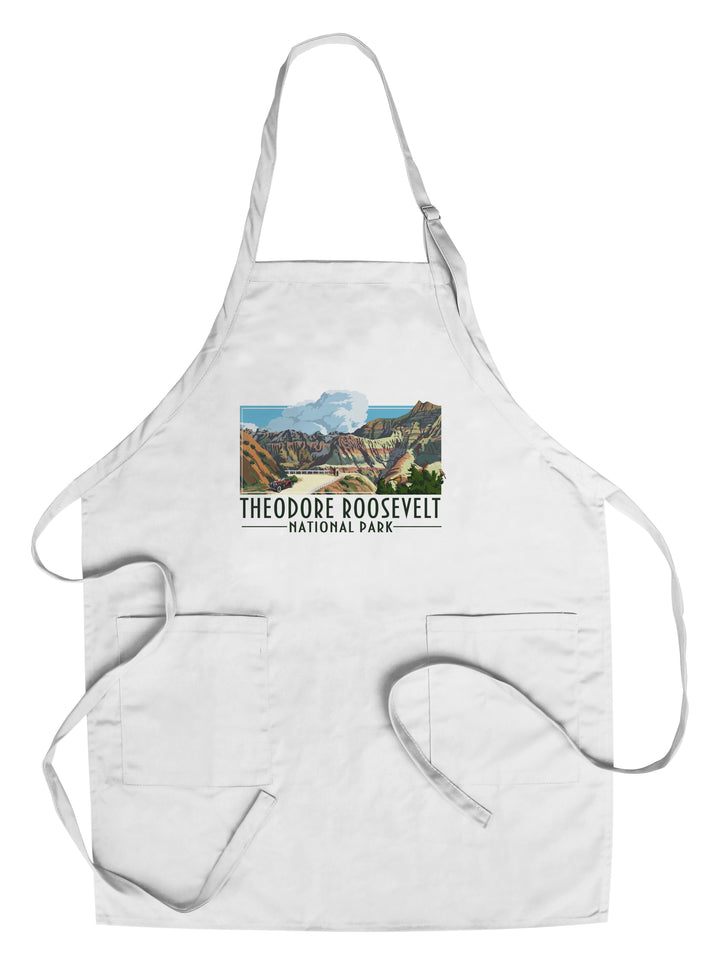Theodore Roosevelt NP, North Dakota, Road Scene, Alt Contour, Lantern Press Artwork, Towels and Aprons Kitchen Lantern Press Chef's Apron