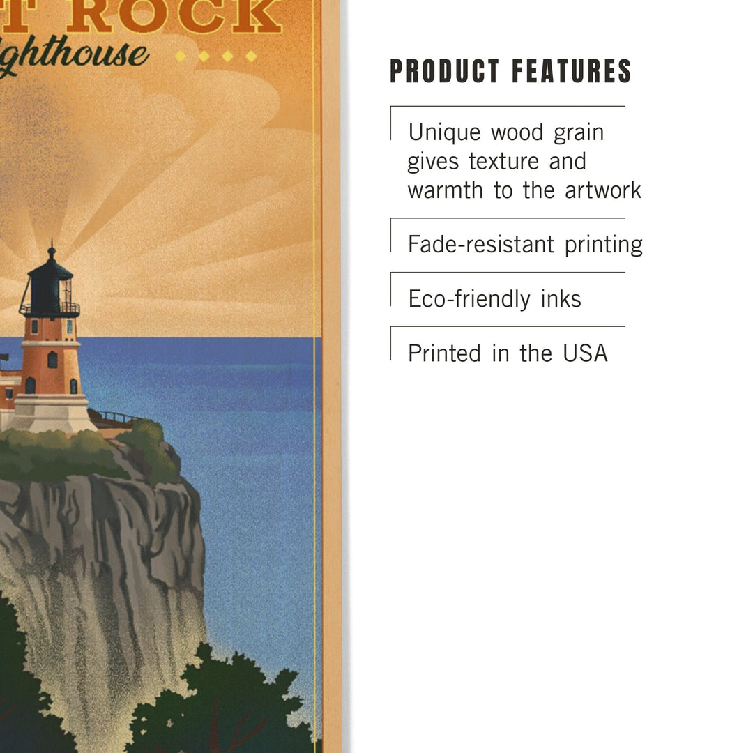 Two Harbors, Minnesota, Split Rock Lighthouse, Lithograph, Lantern Press Artwork, Wood Signs and Postcards Wood Lantern Press