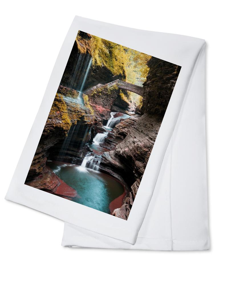 Watkins Glen State Park, New York, Waterfall Scene, Lantern Press Photography, Towels and Aprons Kitchen Lantern Press Cotton Towel